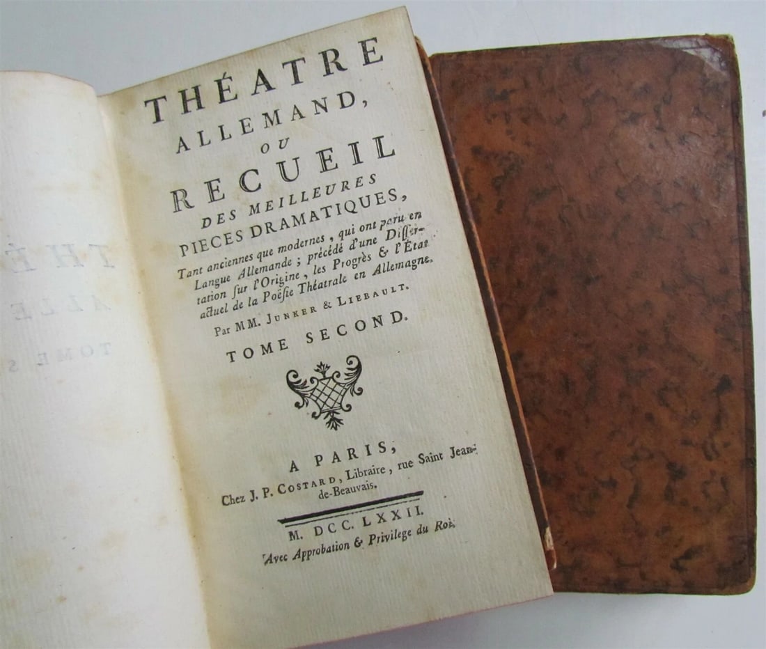 GERMAN THEATRE 1772 2 volumes Theatre Allemand in FRENCH antique - 2