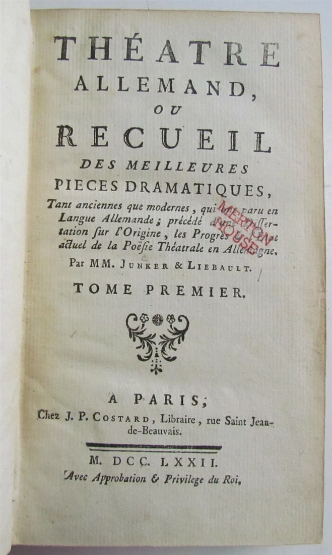 GERMAN THEATRE 1772 2 volumes Theatre Allemand in FRENCH antique - 4