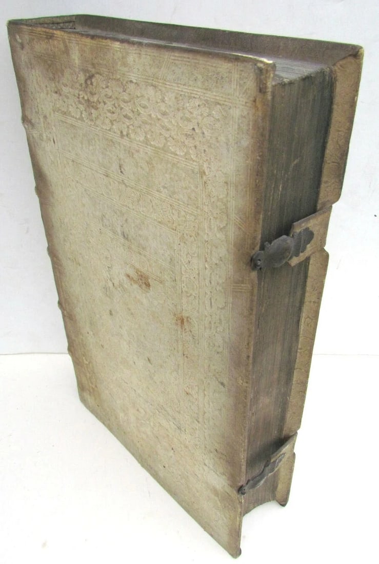 1694 BLIND-STAMPED PIGSKIN OVER WOODEN BOARDS FOLIO ANNALES ECCLESIASTICI - 2