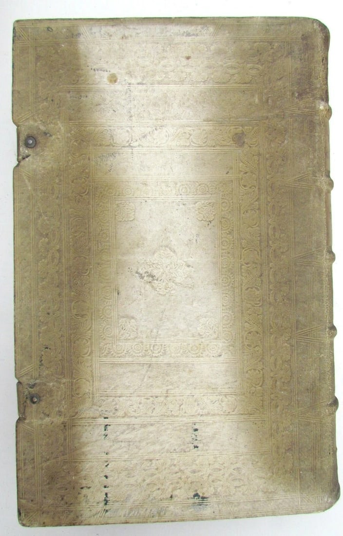 1694 BLIND-STAMPED PIGSKIN OVER WOODEN BOARDS FOLIO ANNALES ECCLESIASTICI - 4