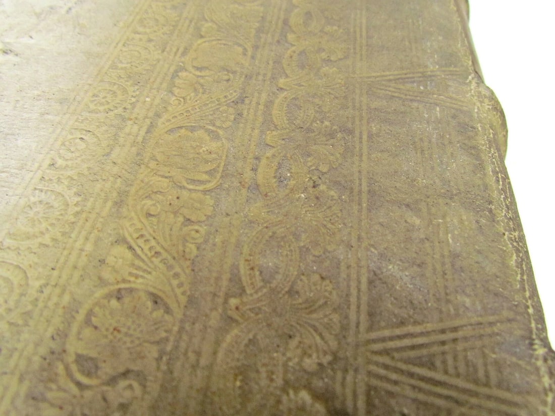 1694 BLIND-STAMPED PIGSKIN OVER WOODEN BOARDS FOLIO ANNALES ECCLESIASTICI - 5