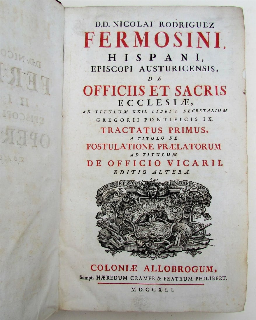 1741 VELLUM BOUND ANTIQUE FOLIO N. Fermosini HISPANI EPISCOPI OFFICIS ET SACRIS - 2