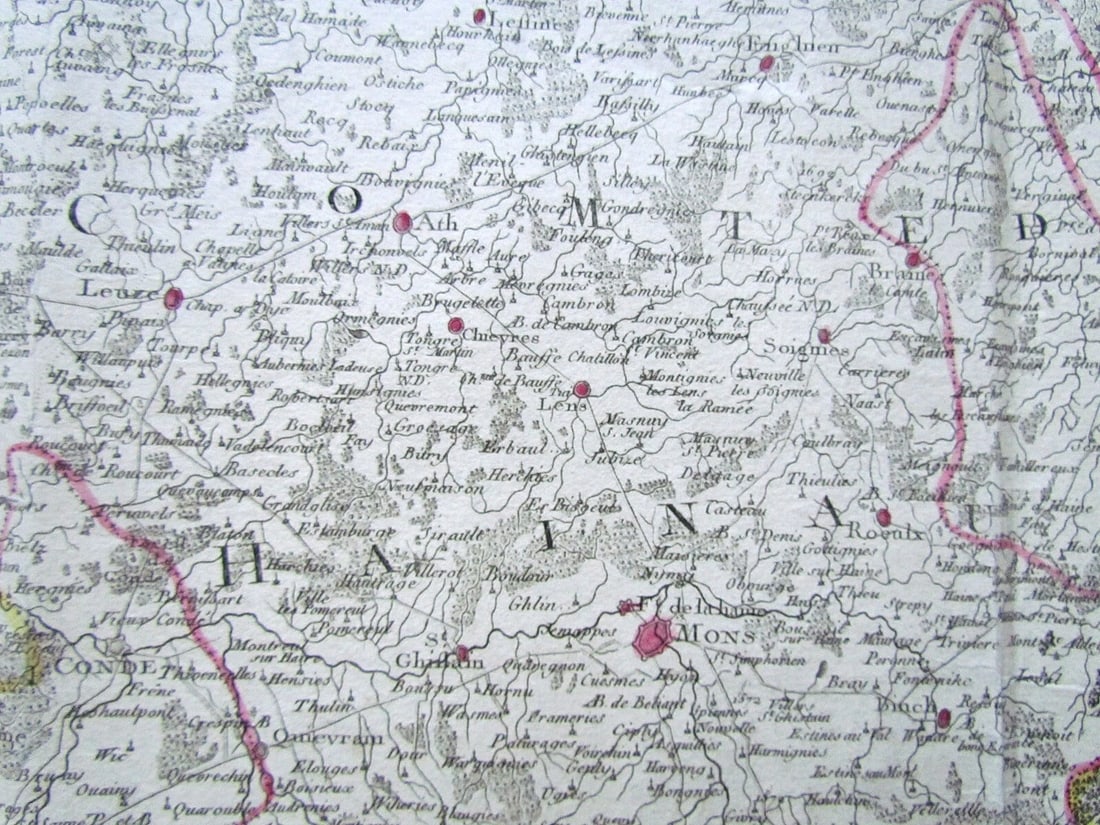 1792 ANTIQUE MAP - HAINAUT BELGIUM 31 by 22" ORIGINAL - 3