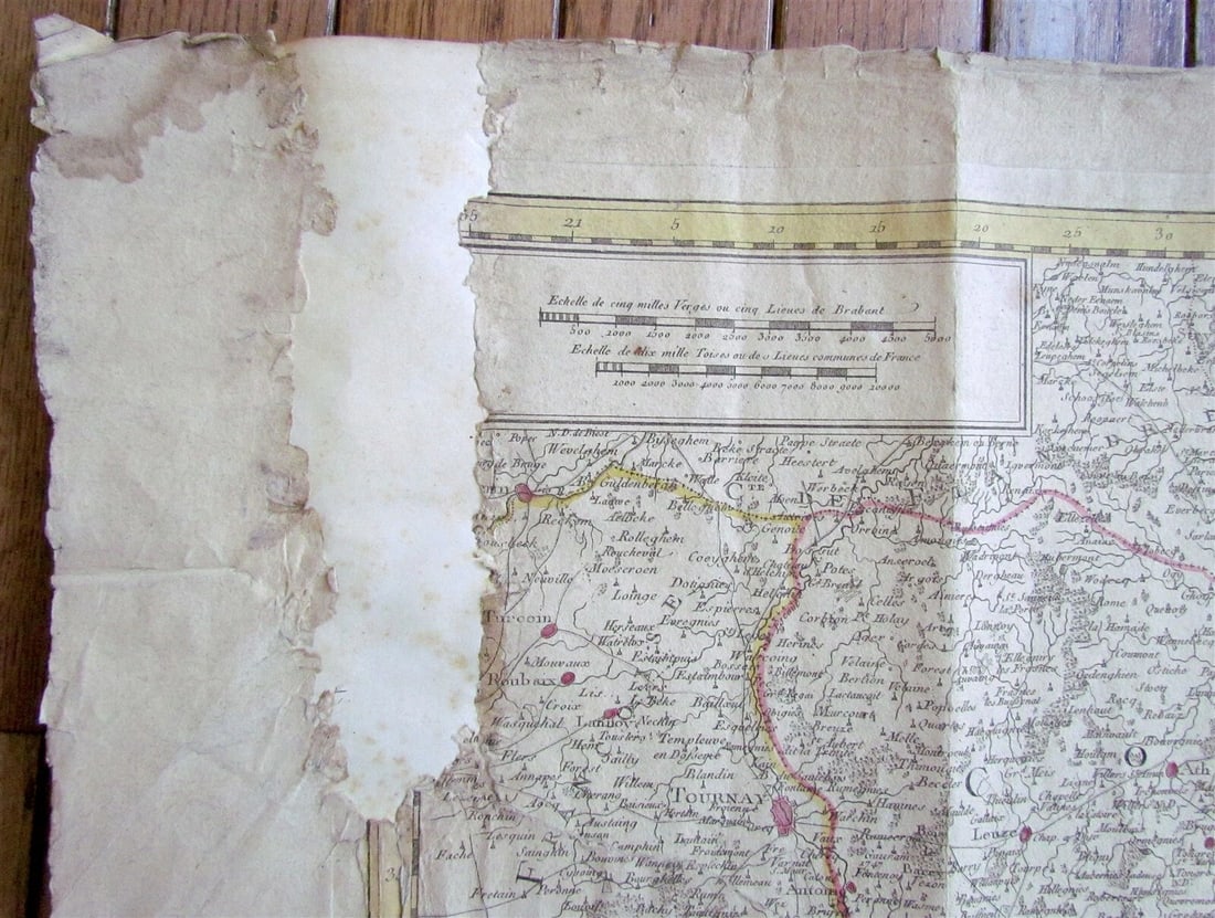 1792 ANTIQUE MAP - HAINAUT BELGIUM 31 by 22" ORIGINAL - 4