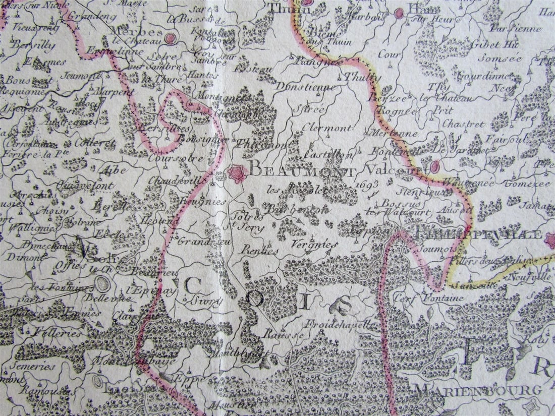 1792 ANTIQUE MAP - HAINAUT BELGIUM 31 by 22" ORIGINAL - 5