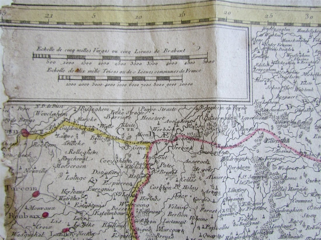 1792 ANTIQUE MAP - HAINAUT BELGIUM 31 by 22" ORIGINAL - 7