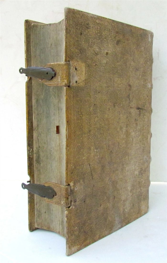 1737 LATIN GERMAN BIBLE AMAZING PIGSKIN BINDING MASSIVE FOLIO antique BIBLIA - 3