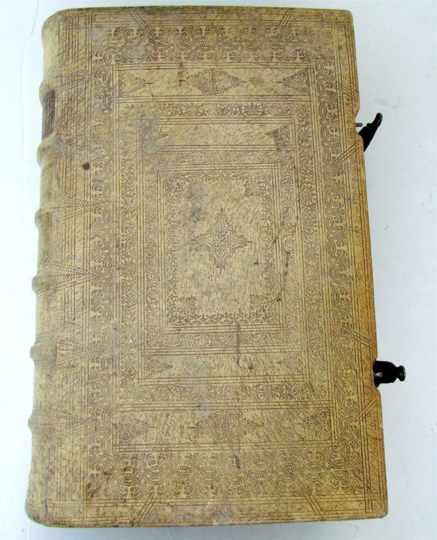 1737 LATIN GERMAN BIBLE AMAZING PIGSKIN BINDING MASSIVE FOLIO antique BIBLIA - 4
