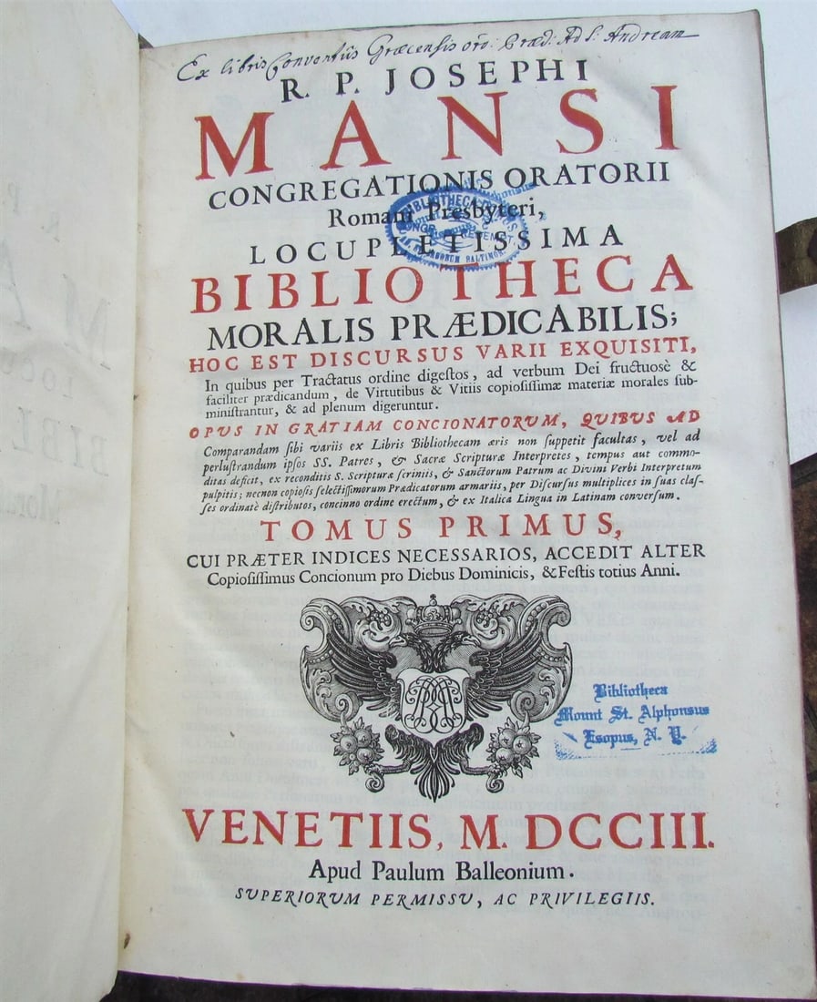 1703 BLIND-STAMPED PIGSKIN BOUND ANTIQUE FOLIO by Josephi Mansi - 4