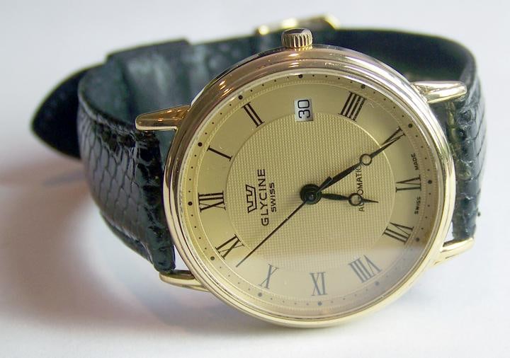 Solid 18K GLYCINE Mens Automatic Watch Ref 3511 1980s*EXLNT* TESTED* LIMITED - 2