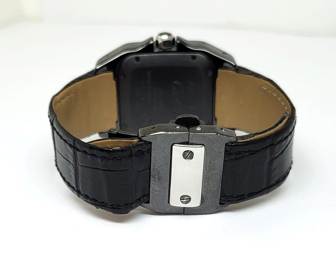 Black PVD Unisex CARTIER SANTOS 100 Black Dial Automatic Watch Ref 2878* Good - 6