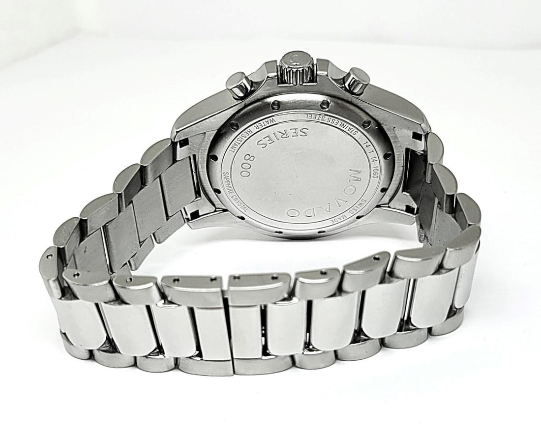 S/Steel MOVADO Chronograph SERIES 800 Watch 42 mm Black Dial Quartz 14.1.14 1060 - 3