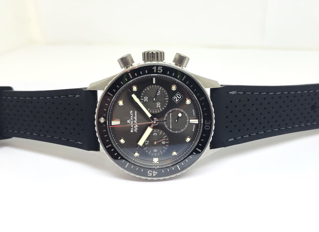 Mens Blancpain Fifty Fathoms Bathyscaphe Chronograph 43MM Grey Dial* EXLNT - 3