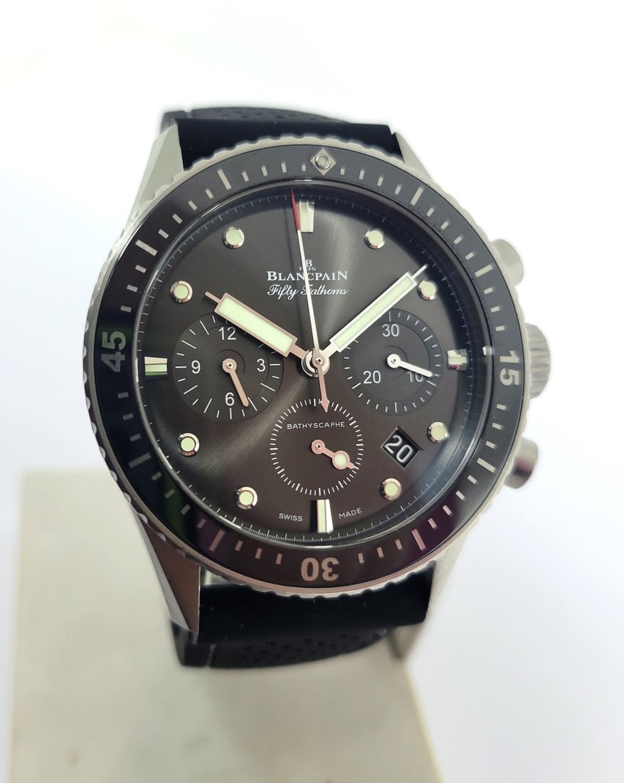 Mens Blancpain Fifty Fathoms Bathyscaphe Chronograph 43MM Grey Dial* EXLNT - 4
