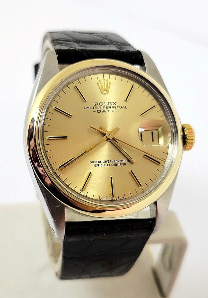 Vintage Steel/18K Mens ROLEX OYSTER DATE Automatic Watch c.1970 Ref 1500* GOOD - 2