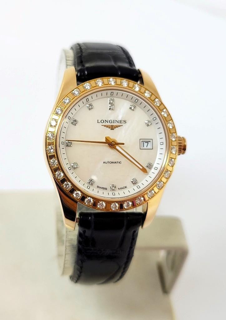 Ladies 18k Rose LONGINES CONQUEST CLASSIC AUTOMATIC Watch L2.285.9* EXLNT - 3