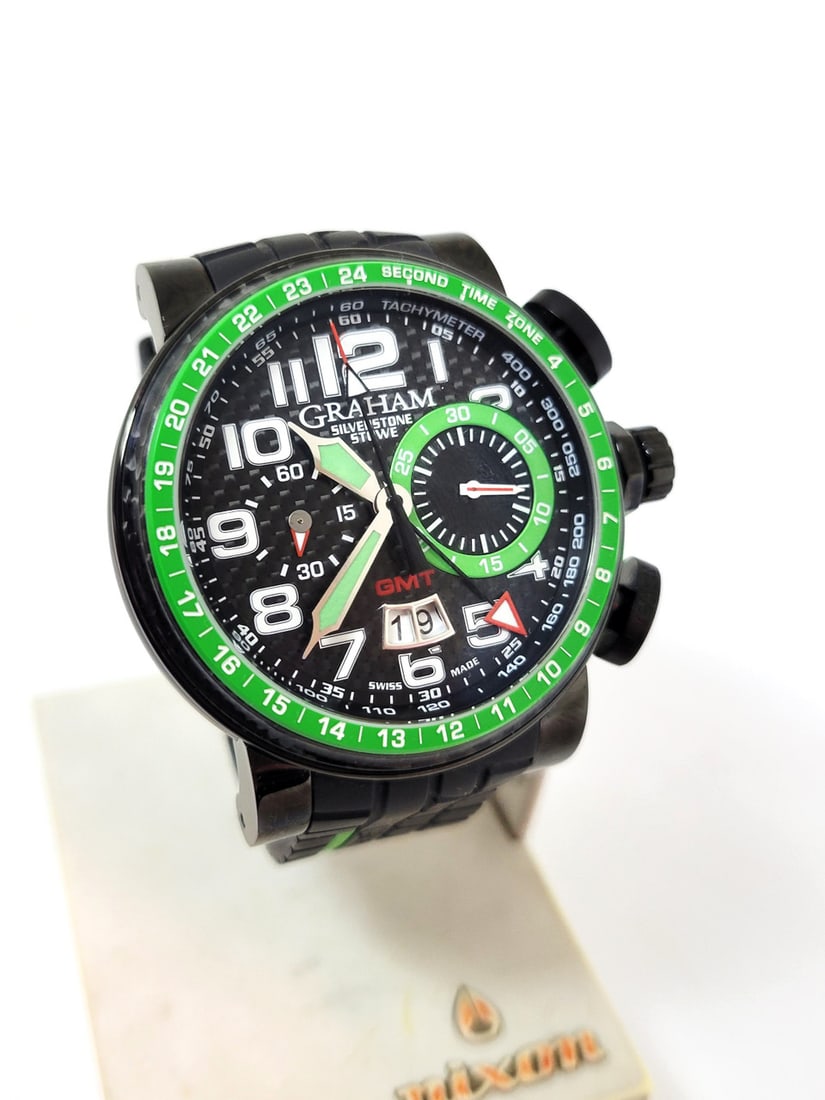 Men's GRAHAM GRAND SILVERSTONE STOWE Chronograph GMT Automatic Black PVD Watch - 2