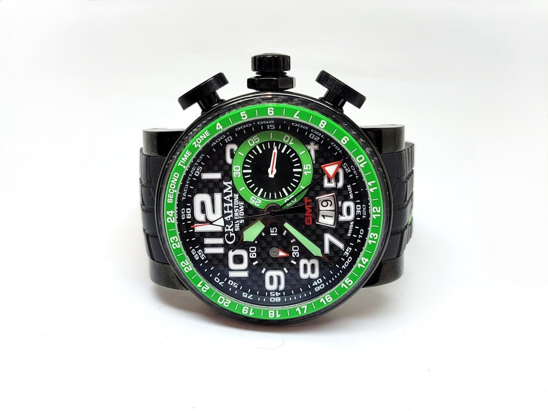 Men's GRAHAM GRAND SILVERSTONE STOWE Chronograph GMT Automatic Black PVD Watch - 3