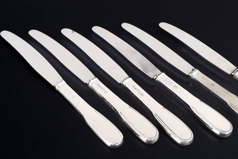 Evald Nielsen, Denmark. Set of six fruit knives in sterling silver and stainless steel. Approx. - 2