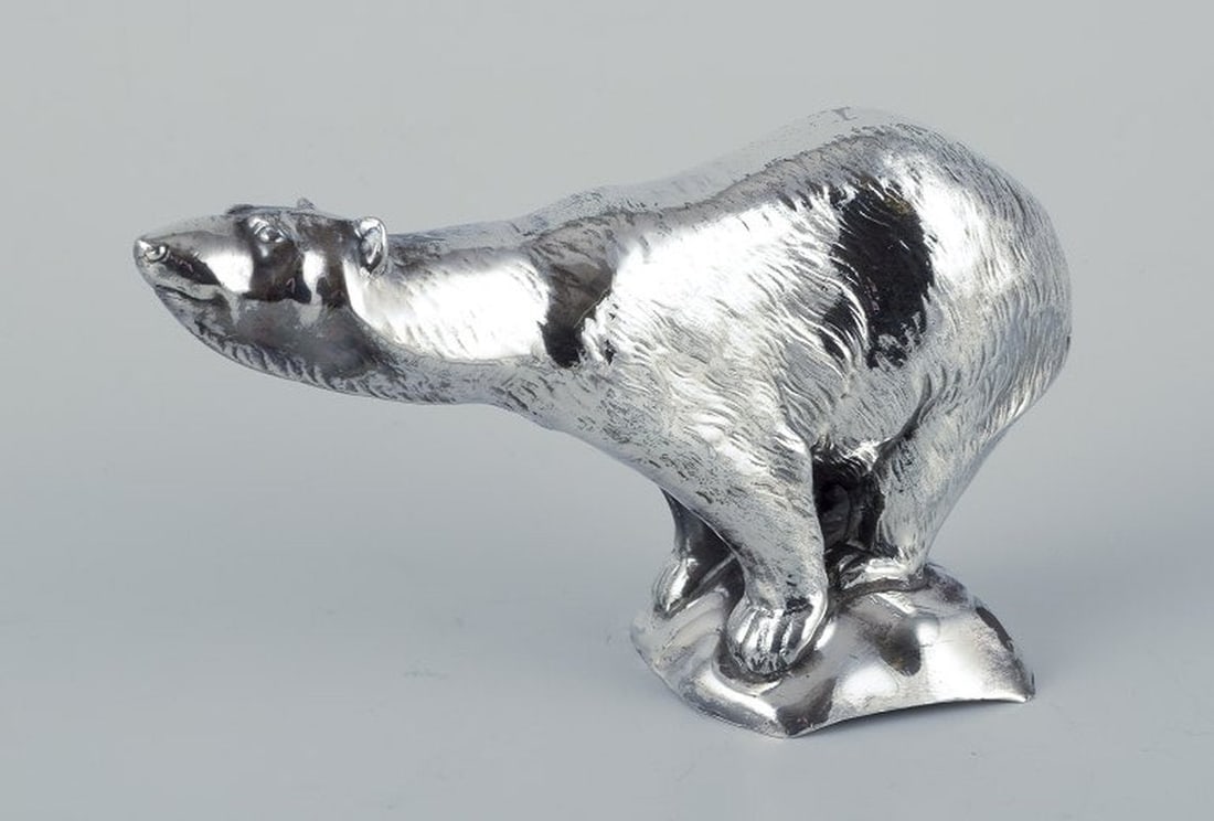 Charles Svejstrup Madsen, Denmark. Cooler figure in the shape of a polar bear. Plated silver. Early - 2