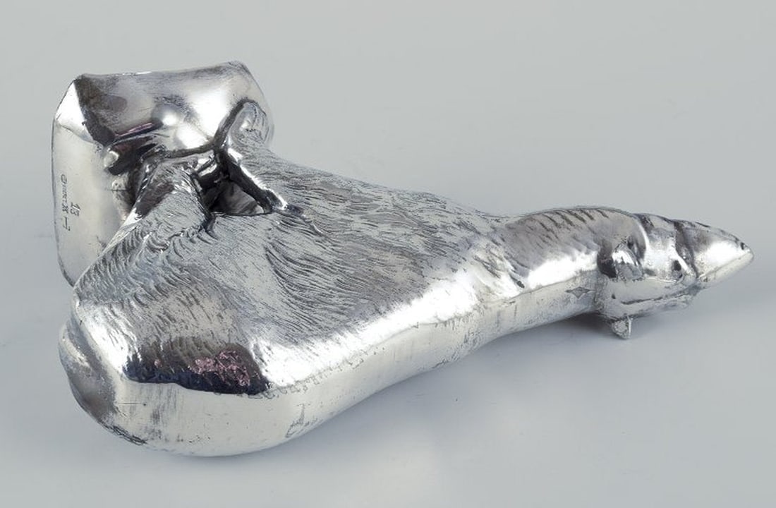 Charles Svejstrup Madsen, Denmark. Cooler figure in the shape of a polar bear. Plated silver. Early - 5