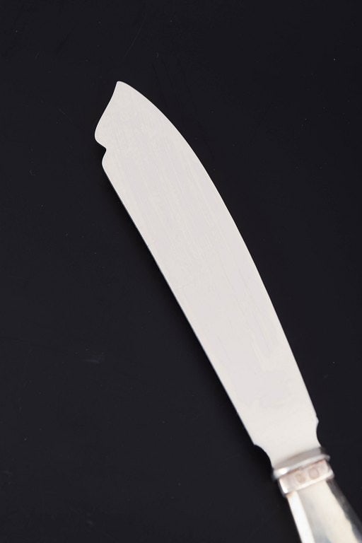 Georg Jensen, Denmark. Rare cake knife in stainless steel and 830 silver with handle. Dated 1930. - 2