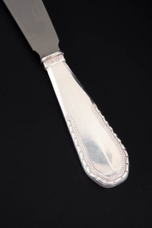 Georg Jensen, Denmark. Rare cake knife in stainless steel and 830 silver with handle. Dated 1930. - 3