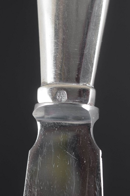 Georg Jensen, Denmark. Rare cake knife in stainless steel and 830 silver with handle. Dated 1930. - 4