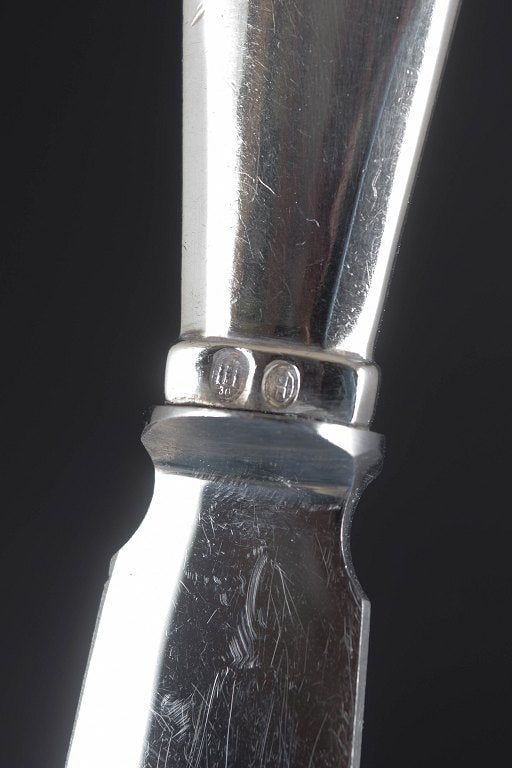 Georg Jensen, Denmark. Rare cake knife in stainless steel and 830 silver with handle. Dated 1930. - 5