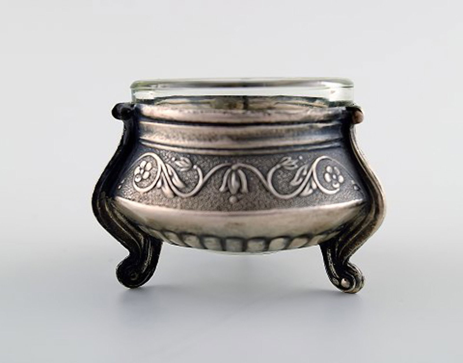 3 Russian salt cellar with glass insert, approx. 1900. - 2
