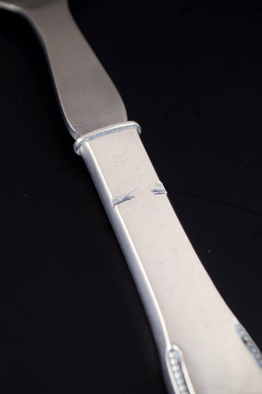 Evald Nielsen, Denmark. Salad fork in silver and stainless steel with a rounded handle. Approx. - 3