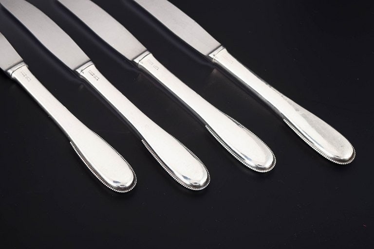 Evald Nielsen, Denmark. Set of four Sterling silver and stainless steel lunch knives. Approx. 1930s. - 3