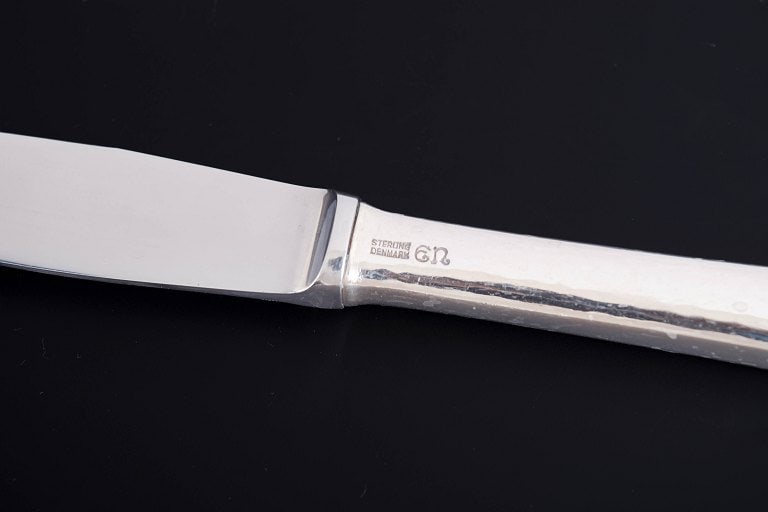 Evald Nielsen, Denmark. Set of four Sterling silver and stainless steel lunch knives. Approx. 1930s. - 5