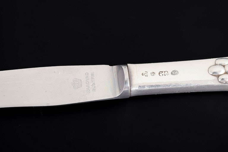 Evald Nielsen, Denmark. Set of three lunch knives in sterling silver and stainless steel. Approx. - 4