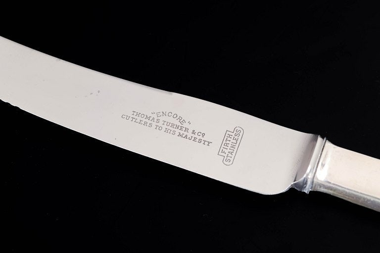 Evald Nielsen, Denmark. Set of four dinner knives in sterling silver and stainless steel. Approx. - 5