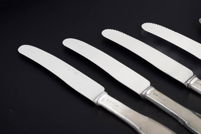 Evald Nielsen, Denmark. Set of six dinner knives in sterling silver and stainless steel. Approx. - 2
