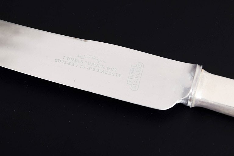 Evald Nielsen, Denmark. Set of six dinner knives in sterling silver and stainless steel. Approx. - 5