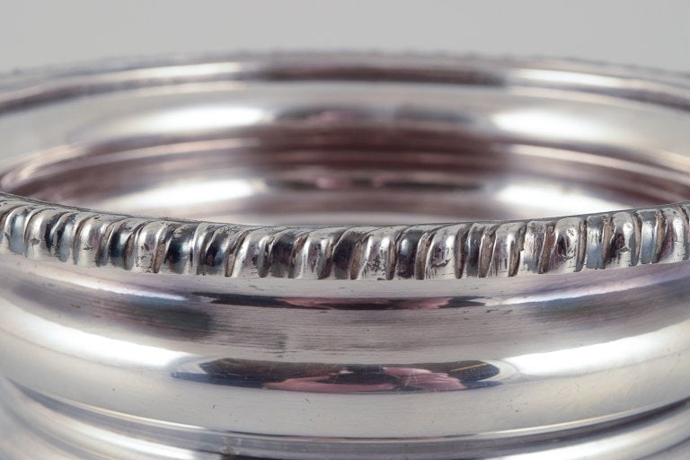 Danish bottle coaster in plated silver and wood. High-quality and heavy. - 5