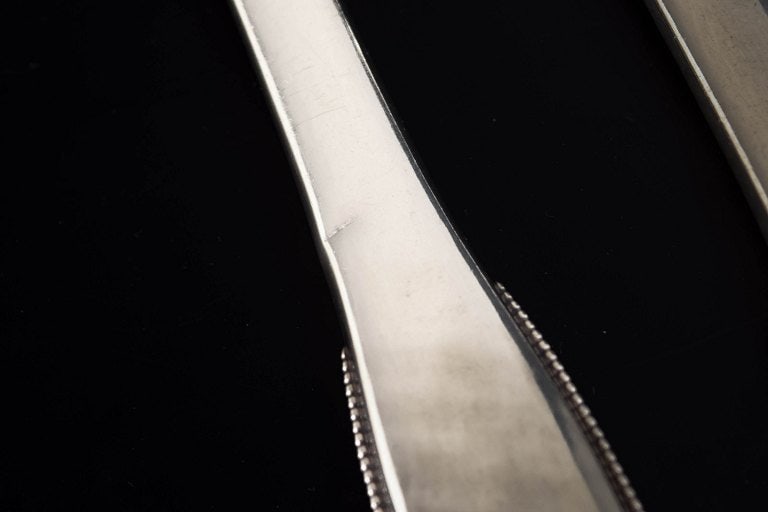 Evald Nielsen, Denmark. Set of three dinner knives in sterling silver and stainless steel. Approx. - 4