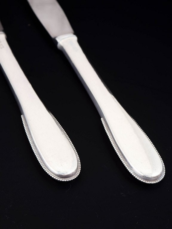 Evald Nielsen, Denmark. Two lunch knives in sterling silver and stainless steel. Approx. 1930s. - 3