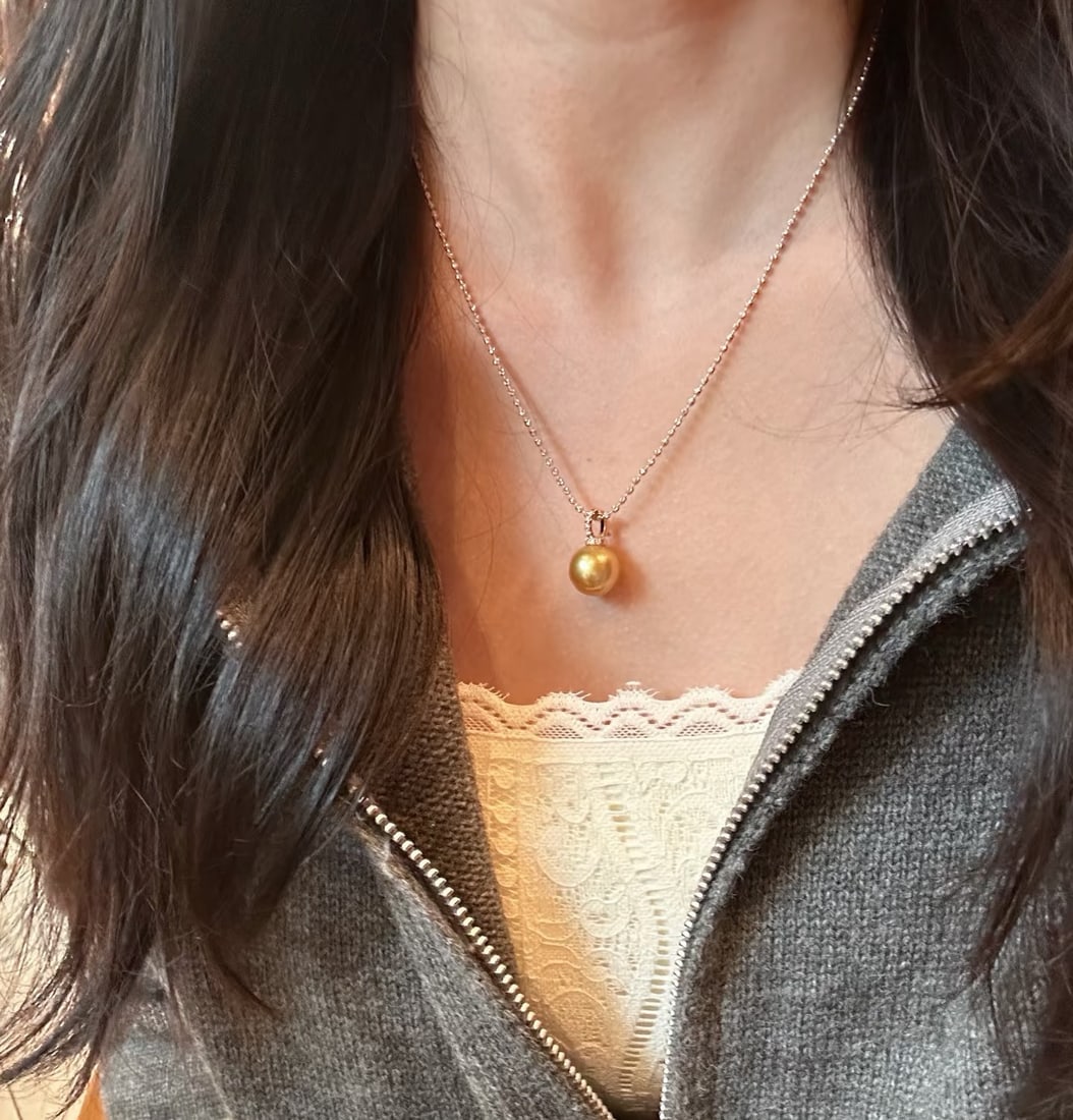 18K Gold High-Quality Golden Pearl Set - 6