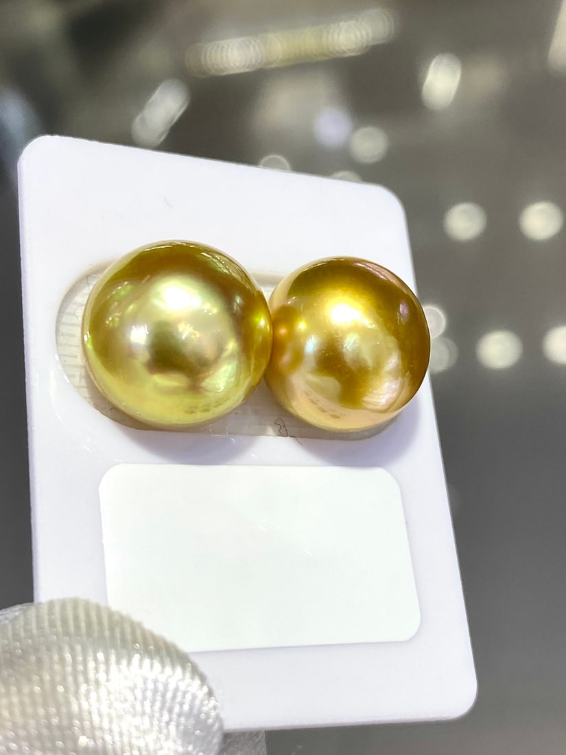 Natural South Sea Golden Pearl Earrings - 2