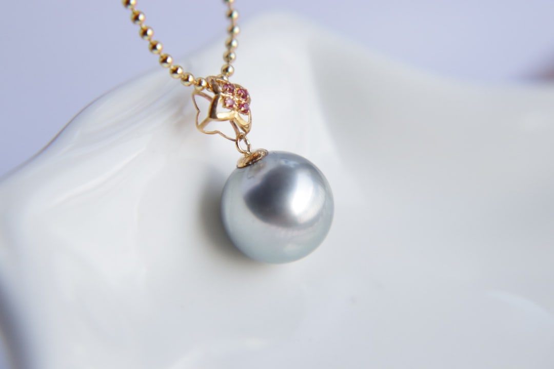 18K Gold Tahitian Pearl Pendant - 4