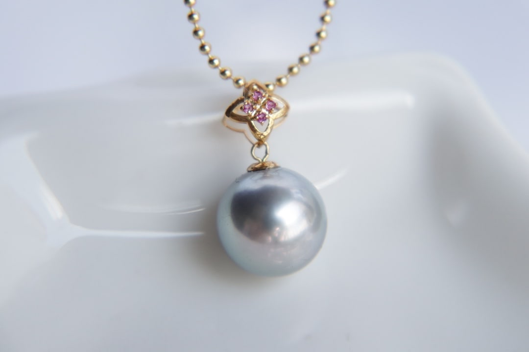 18K Gold Tahitian Pearl Pendant - 6