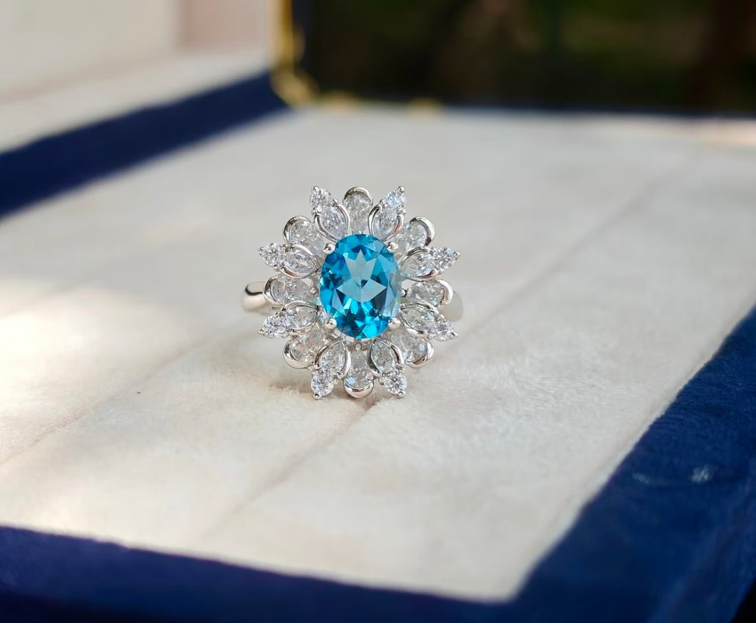 925 Silver Natural Topaz Ring - 2