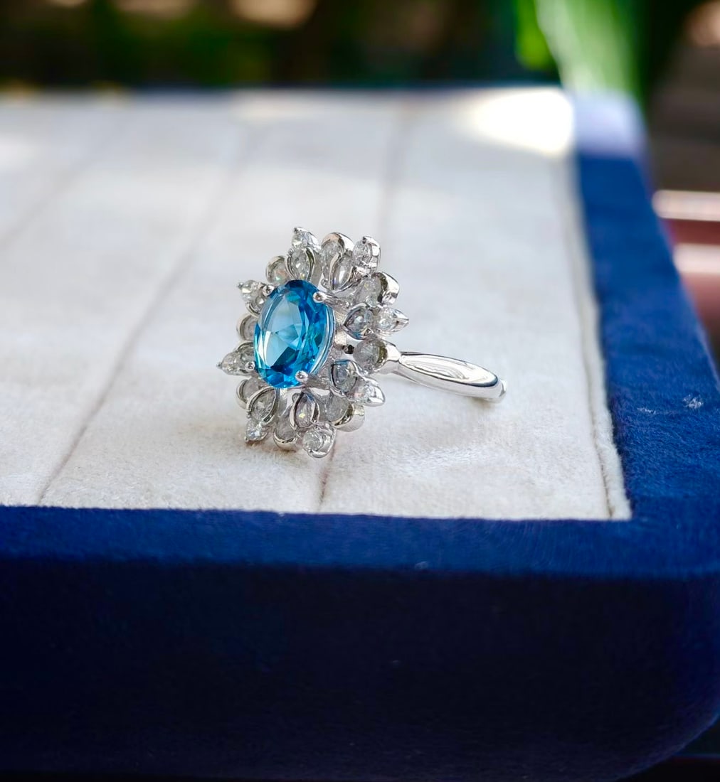 925 Silver Natural Topaz Ring - 4