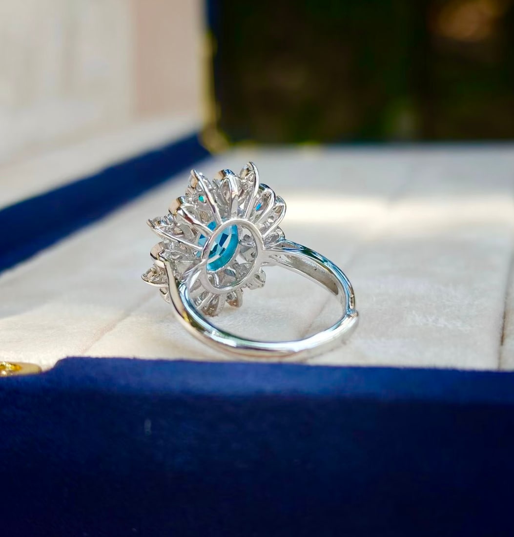 925 Silver Natural Topaz Ring - 6