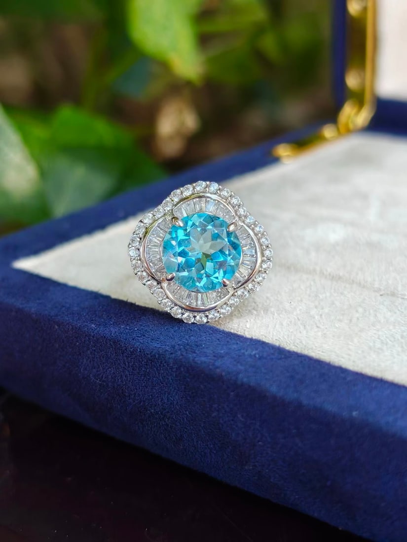 925 Silver Natural Topaz Ring - 5