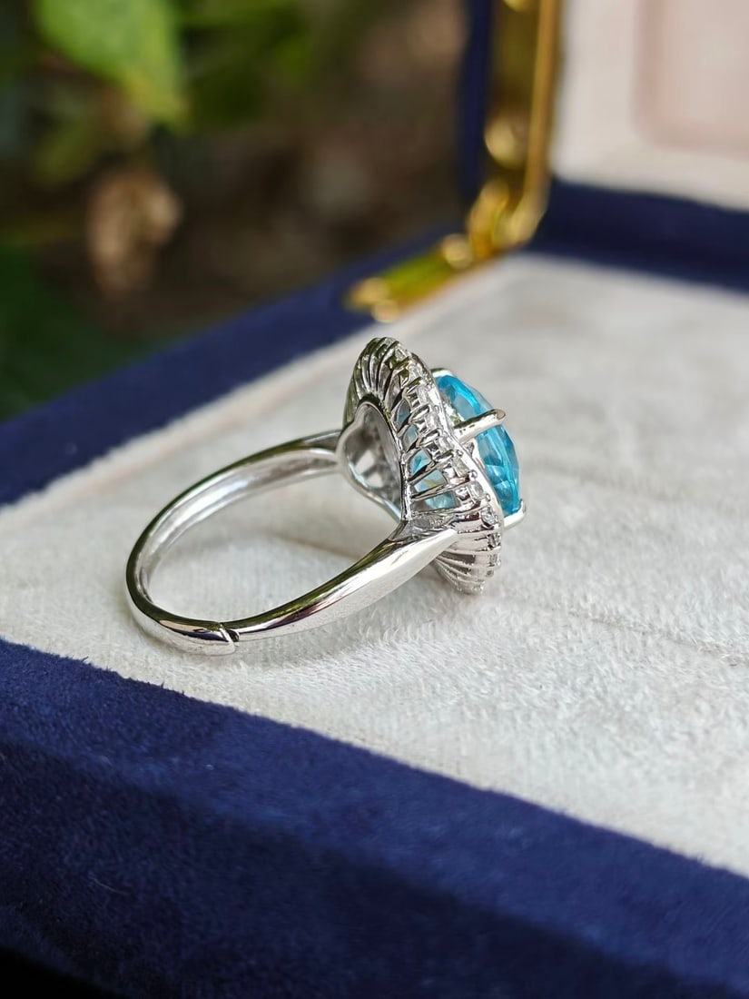 925 Silver Natural Topaz Ring - 6
