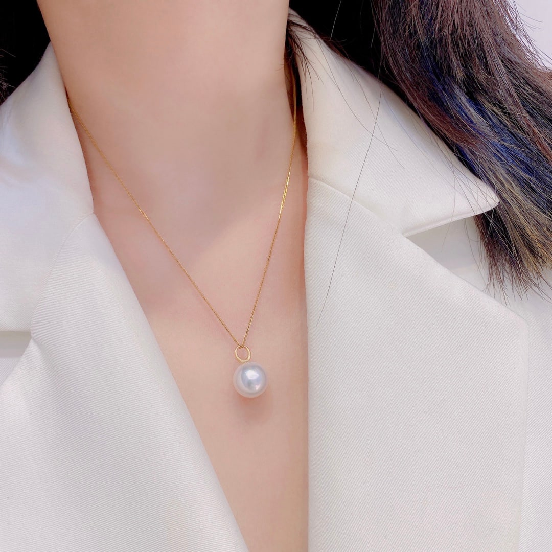 18K Gold Pearl Pendant - 4